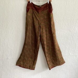 Boho Flowy Wide Leg Elasticized Wide Waistband With Pockets Dharma Imports M/L